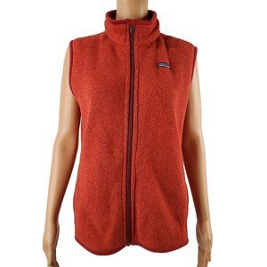 Patagonia Fleece Sweater Vest Full Zip L Orange